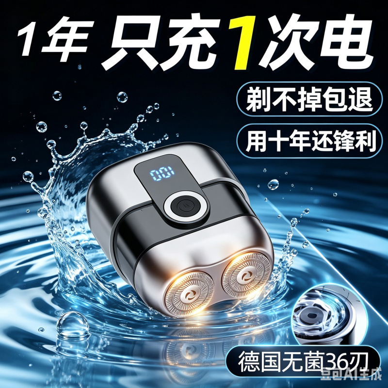 German imported men's electric shaver, magnetic suction mini razor, new portable mini beard trimmer, home-use shaver