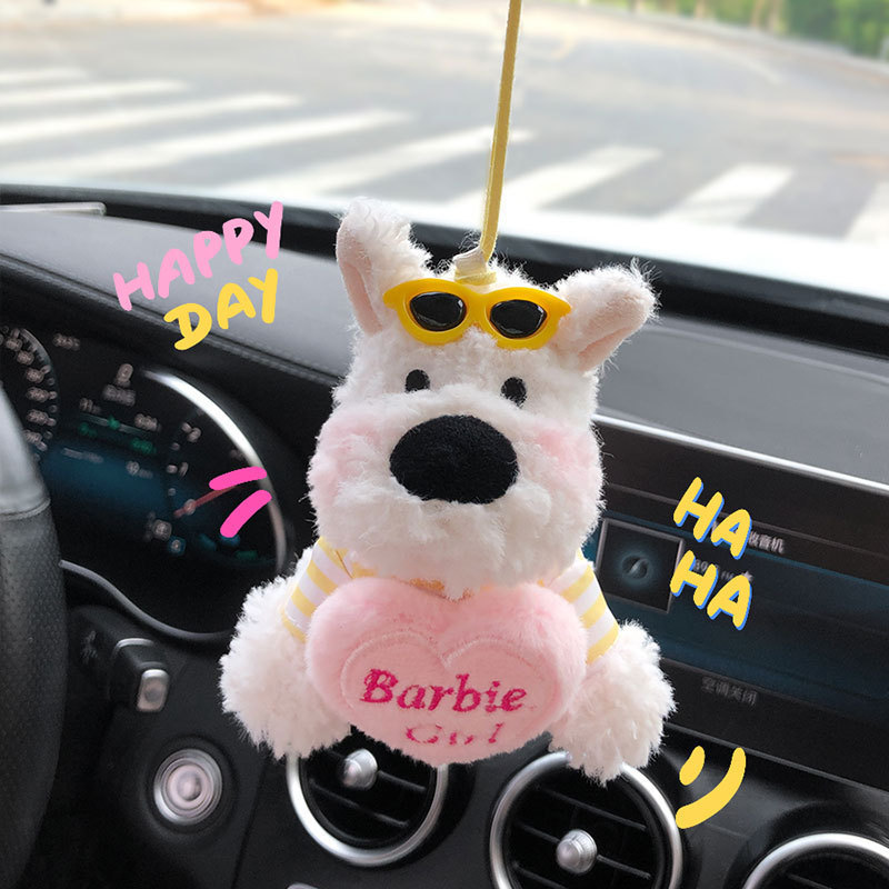 Lindo colgante de coche de West Highland garabateado cachorro amor felpa colgante de coche muñeca muñeca regalo de cumpleaños mujer