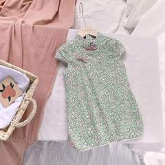 Ladies' Chinese-style retro Hanfu summer new children's stylish qipao girl floral dress baby skirt