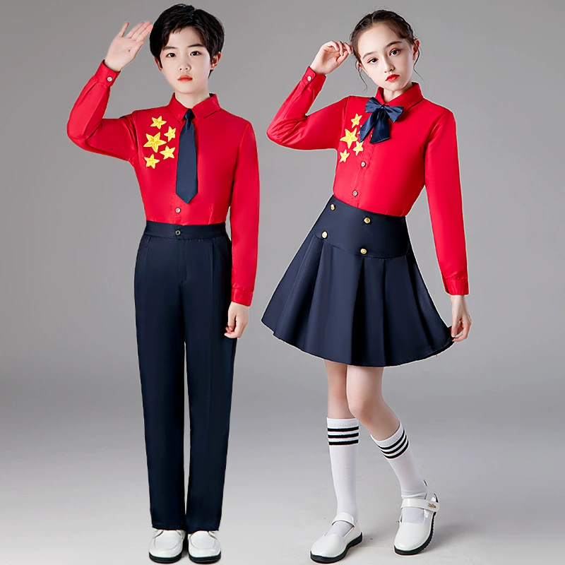 Новый год детская патриотическая поэзия декламации хор одежда китайский стиль школьная форма ученики начальной и средней школы выступление хор одежда для выступлений