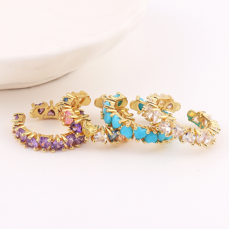 Mode Forme De Cœur Le Cuivre Anneaux Incruster Zircon Bracelets De Cuivre display picture 6