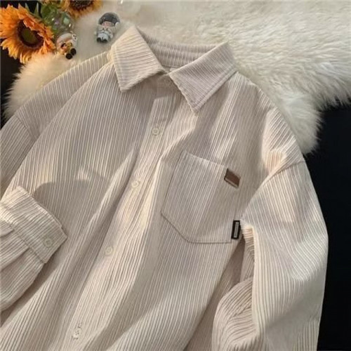 Men's Corduroy Shirt Long Sleeve Autumn/Winter Casual Loose Retro College Style Trendy Brand Couple's Jacket
