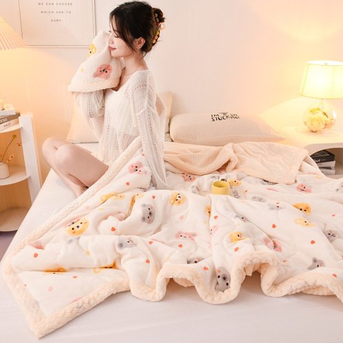 New Thick Warm Milk Fleece Blanket AB Style Fresh and Natural High-Gram Beibei Wool Blanket Lamb Fleece Blanket
