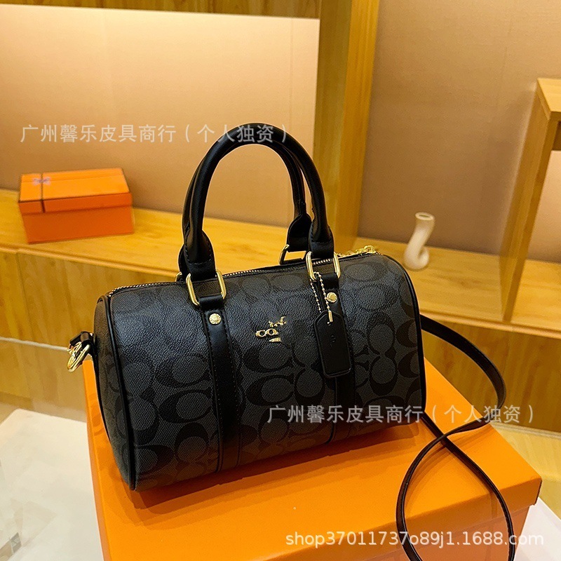 外贸新款女包包波士顿手提圆筒包复古单肩斜挎包撞色时尚流行女包|undefined