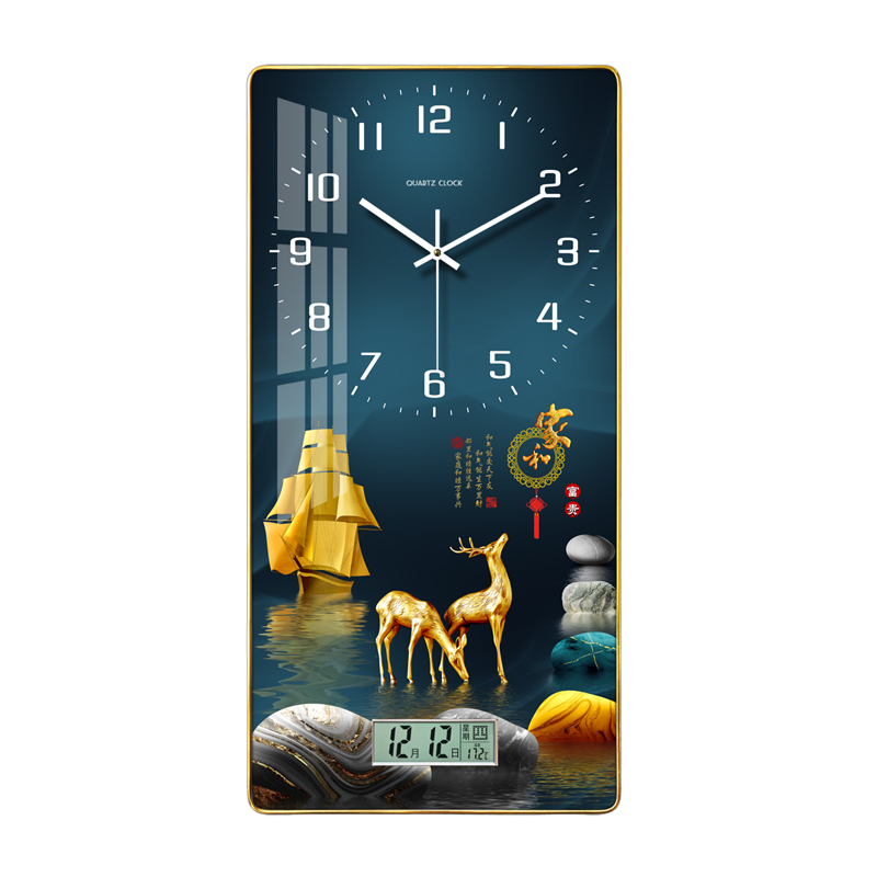 현대 간단한 벽 시계 거실 2024 새로운 홈 패션 시계 대기 인터넷 연예인 달력 음소거 시계 교수형 채널