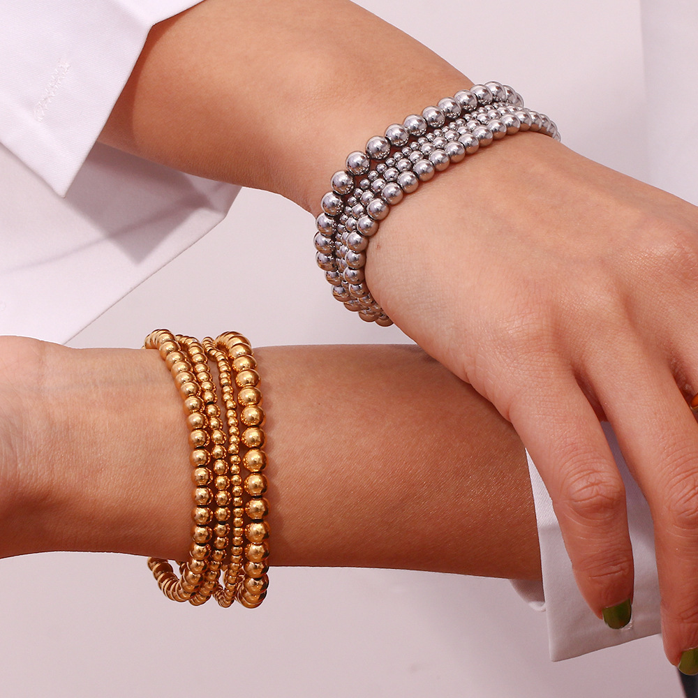 27g Weight Bracelets Classification 316L Stainless Steel Chain Material 1 Piece Quantity Anniversary, Party, Street Occasion 316L Stainless Steel Material Geometric Pattern Women's Gender Lady Style Waterproof Non Tarnish, Surgical Steel, Beaded, Plating Craft 316L Stainless Steel Geometric Waterproof Non Tarnish Surgical Steel Lady Bracelets For Women's 17