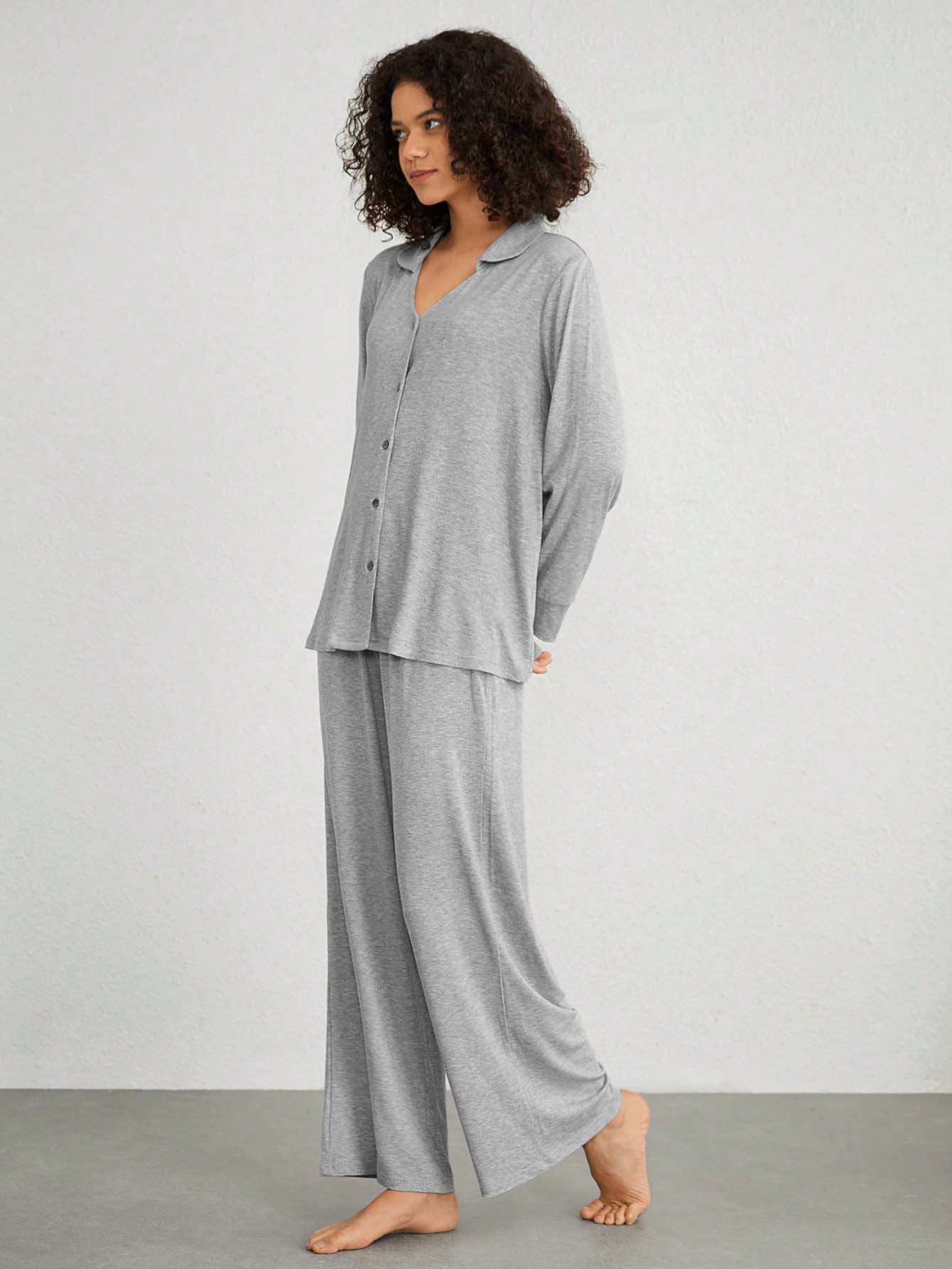 Conjunto de Ropa de Casa para Mujer de 2 Piezas de Viscosa Manga Larga Pantalón Largo para Casa image 3