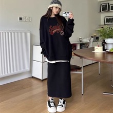单/套装大码女装胖时尚两件套春秋原创洋气卫衣半身裙套装