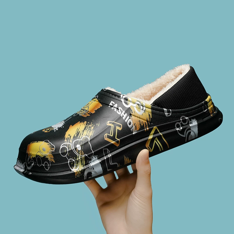 Хлопковые тапочки, Мужская зимняя верхняя одежда, нескользящая теплая хлопковая обувь на флисовой подкладке, утолщенная домашняя непромокаемая сверхмягкая обувь для хлеба