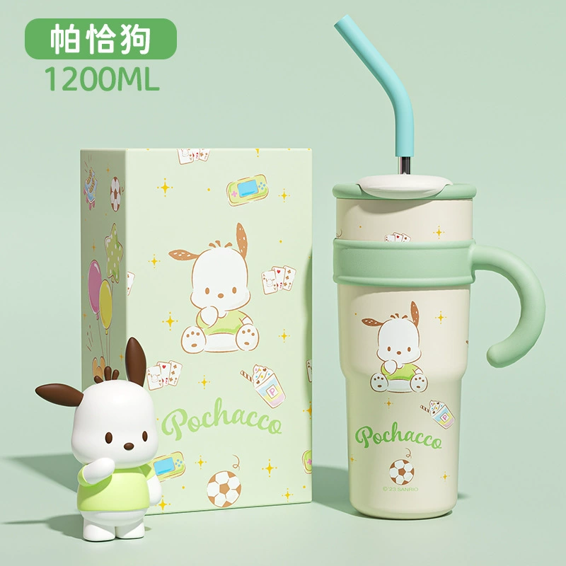 Sanrio, мультяшный стакан из нержавеющей стали с прозрачным цилиндром, ручка, вместительная чашка для чая