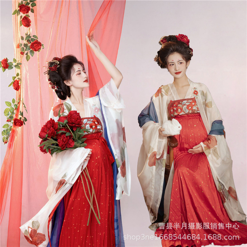 Studio New Dragon year maternity photo photo ancient style hanfu suit retro simple fairy maternity photo clothing