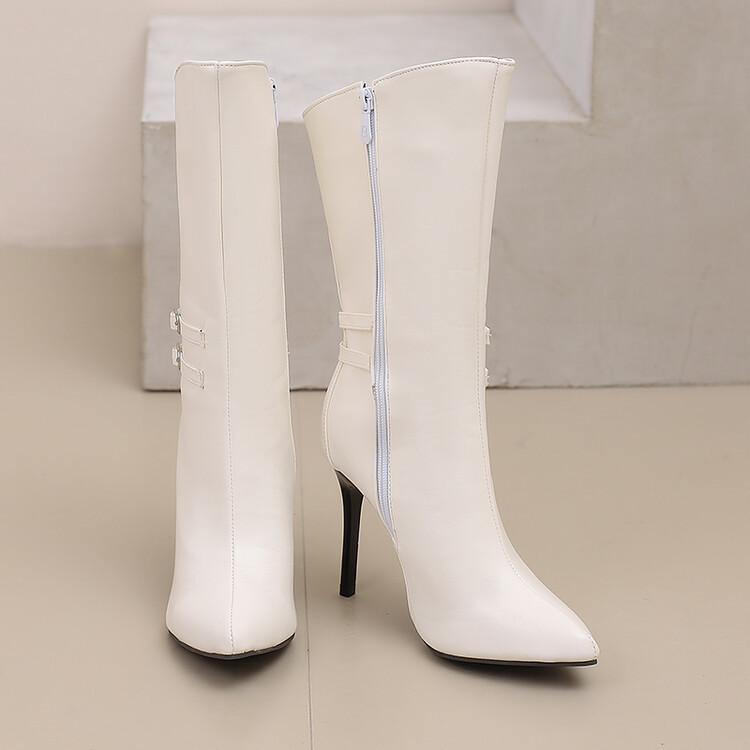 New high-heeled mid-calf boots with high pointed heels and side zippers for women plus size fashion boots_voghion.com