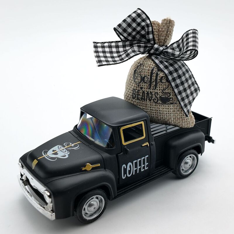 Cross-border 12.5cm vintage pickup truck alloy car COFFEE crafts ornaments gift simulation alloy car