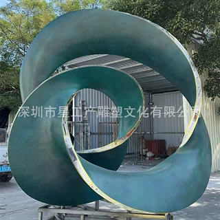 接来图定制不锈钢抽象莫比乌斯环雕塑 大型景观雕塑地标美陈摆件