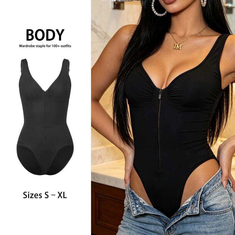 Cross-Border New Product Zipper One-Piece Body Shaper Full Body Strong Compression Body Shaping Waist Tightening Tummy Tightening Butt Lifting Tight Corset