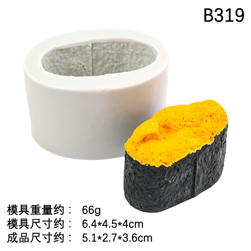 Sushi de huevas de pescado Simulación de bola de arroz de salmón Molde de silicona Diy Molde de vela de chocolate de sushi