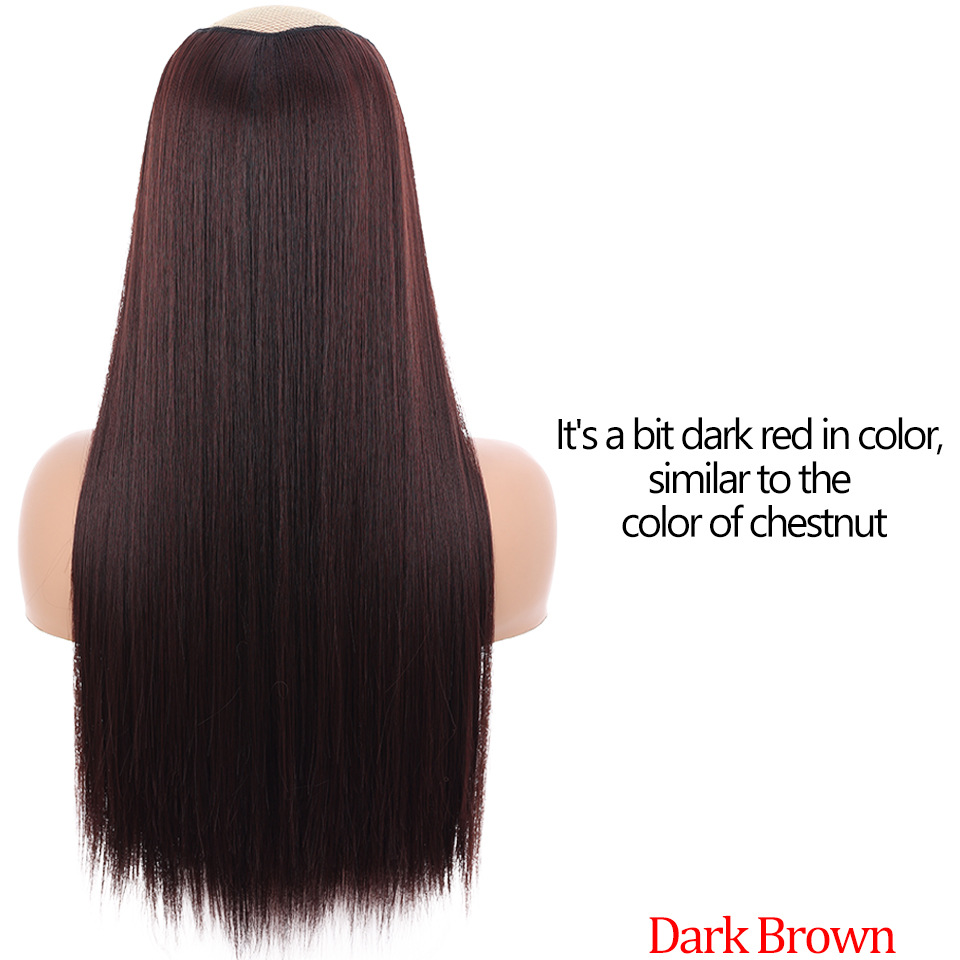 Wig for Women with Fluffy Top of Head, V-Shaped Straight Hair Extensions, Long Straight Hair, One-Piece High Temperature Resistant Wig