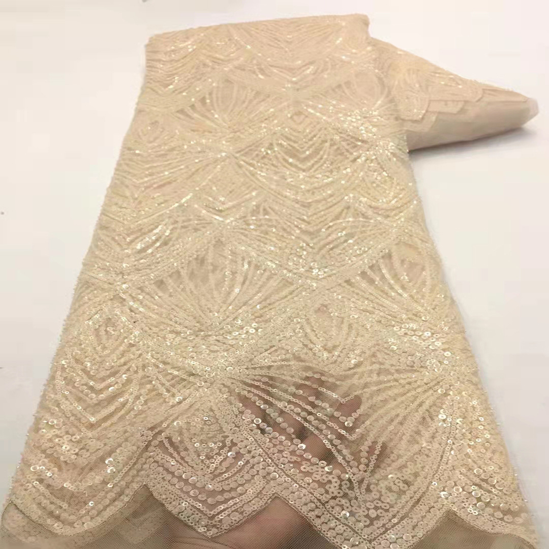 Nueva tela de encaje bordado multicolor industria pesada tubo de cuentas bordado DIY vestido de novia vestido de noche accesorios JX1979