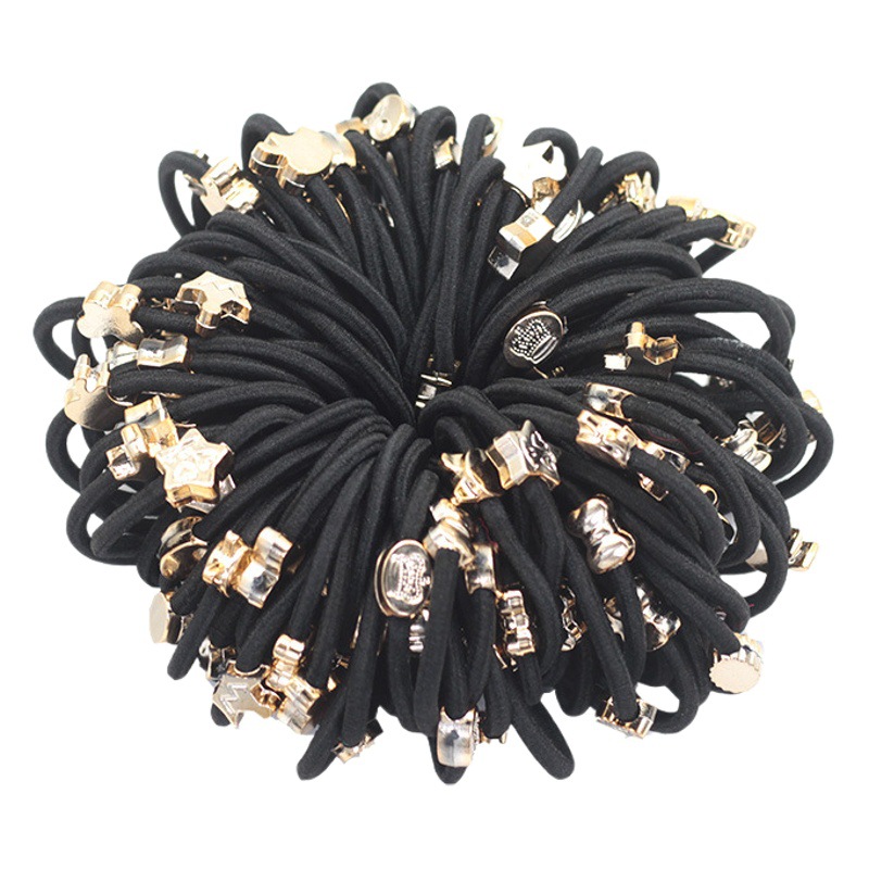 Gold bead hair ring new hair accessories Korean hair rope hair rubber band leather 2 yuan store supply head jewelry wholesale