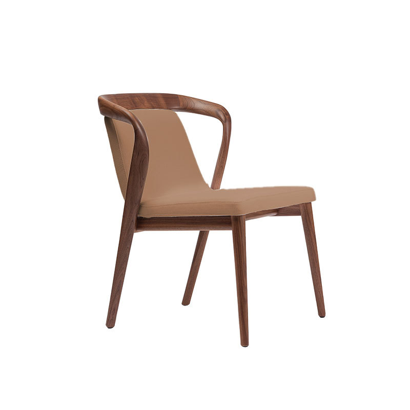 Nordic Solid Wood Chair Restaurant Soft Bag Backrest Chair Hotel Guest Room Book Chair Home Homestay Solid Wood Armrest Dining Chair