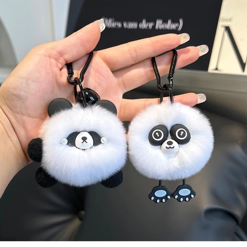 Insかわいいは、ウサギの毛のパンダのストラップの個性的な創造性のぬいぐるみdiyバッグのストラップのプレゼントに似ています|undefined