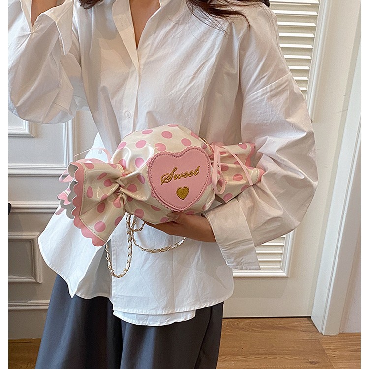 New Style Japanese-Style Cute Candy-Shaped Crossbody Bag for Women, Heart-Shaped Letter Handbag, Small Tote Bag for Commuting
