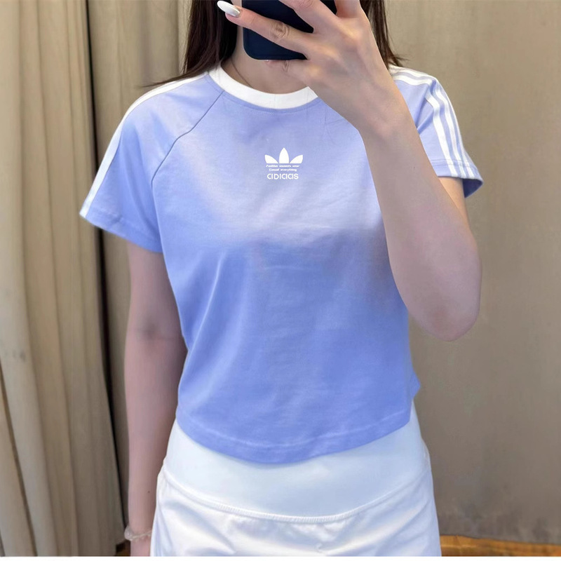 Clover Embroidered Logo Slim Fit Short-Sleeved T-Shirt Women's Summer Round Neck Pure Cotton Half-Sleeved Top Pullover Clover Embroidered Logo Slim Fit Short-Sleeved T-Shirt Women's Summer Round Neck Pure Cotton Half-Sleeved Top Pullover