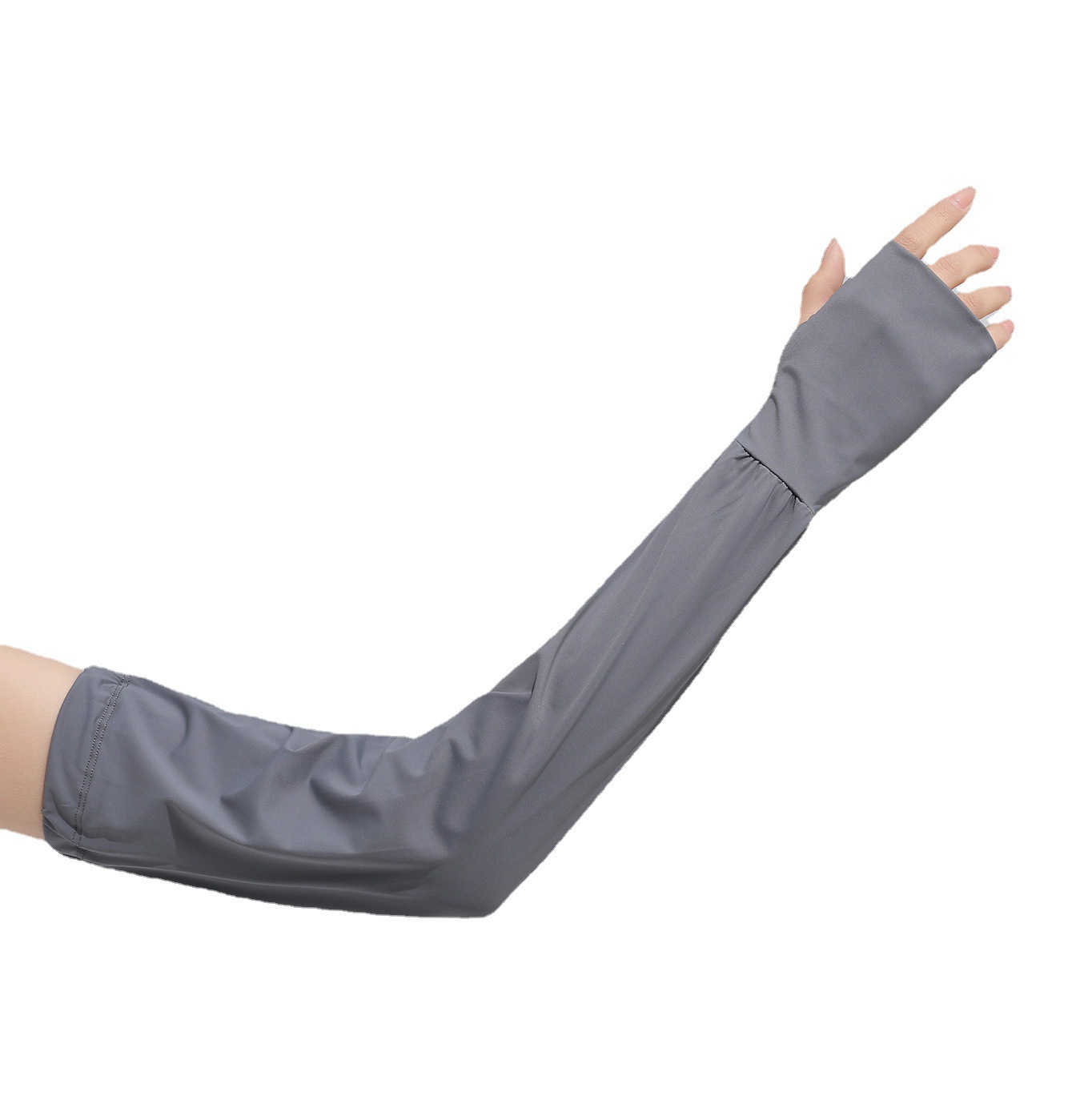 Protector solar Mangas de hielo Guantes de verano con fugas de dedo Protector de brazo de seda de hielo más largo para deportes de ciclismo al aire libre Protector solar Mangas de hielo