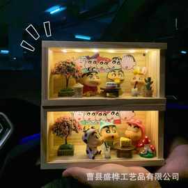 蜡笔小新手办娃娃生日礼物收纳盒透明亚克力乐高模型展示盒储物盒