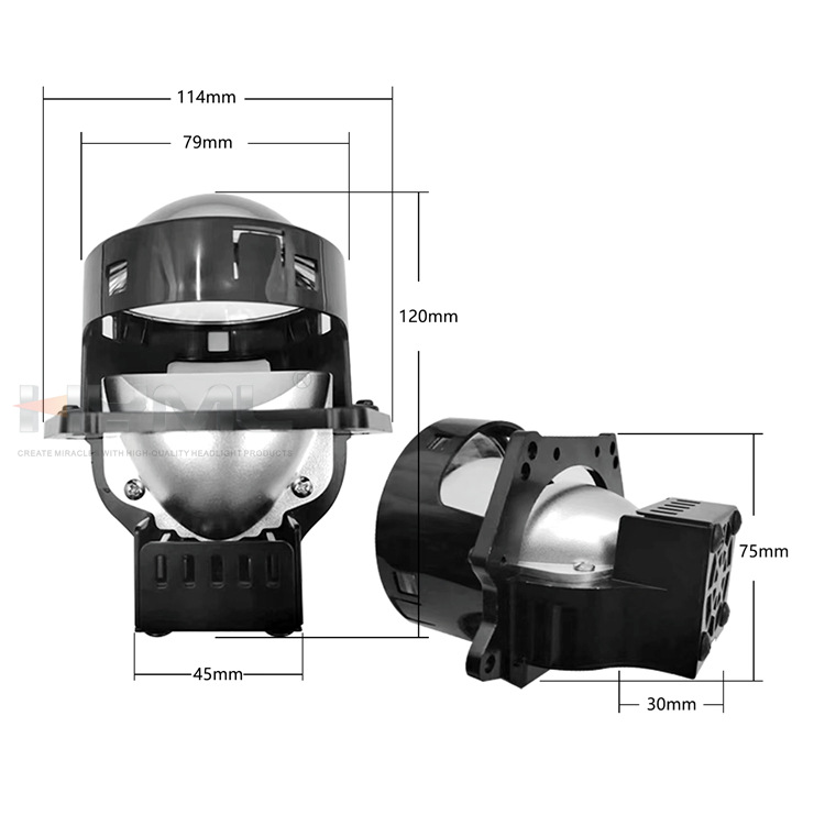 Coche bi LED de doble luz de la lente faro 55W resaltado proyector de 3 pulgadas sin pérdida de instalación H4 modificado faro