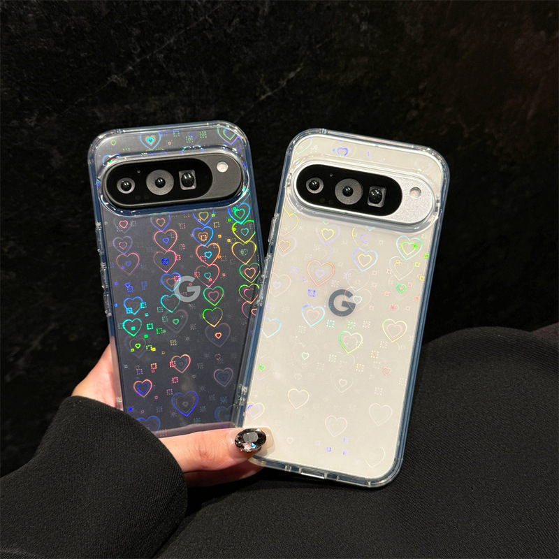 Laser Small Heart Design Suitable for Google 10A Phone Case 10/10Pro Transparent Case 9Pro-Xl Anti-Fall Protective Cover 9A