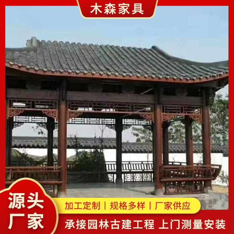 厂家直供青瓦水榭仿古建筑 仿古长廊系列古戏台亭子 门楼牌坊景观