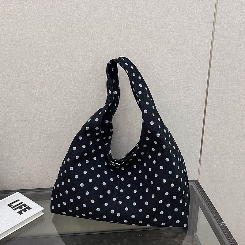 New Korean-Style Leopard Print Fabric Bag for Women, Stylish Canvas Bag with Large Capacity, Polka Dot Student Shoulder Bag, Casual Tote Bag