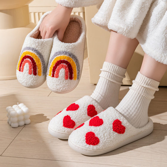 Cixi cotton slippers women's autumn home plush warm dirty moon shoes cartoon Halloween winter wholesale men