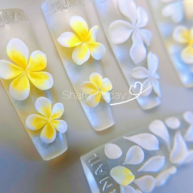 《鸡蛋花模具》纯手雕手工美甲硅胶模具高透模具冰花硅胶模具|undefined