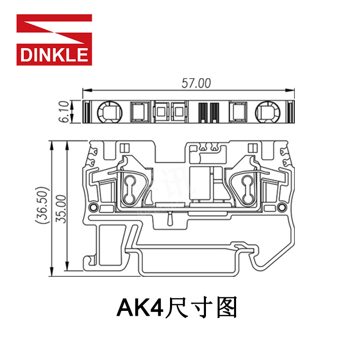 DINKLE AK4 ��� ����ʽ����ֱͨ ���߶��� 4mm&sup2;,800V,32A,��ɫ