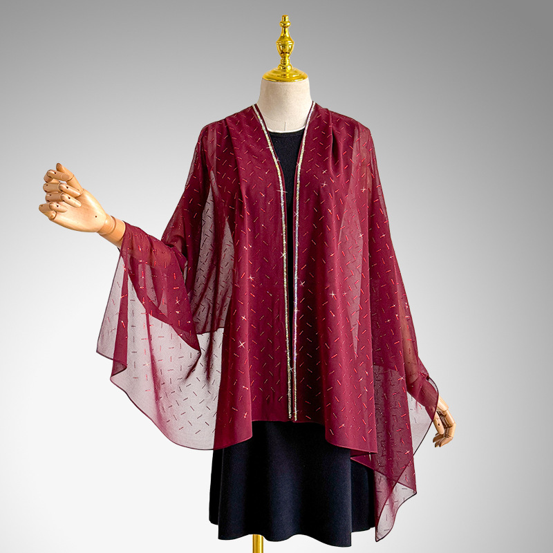 Elegante lichtgewicht chiffon sjaal voor dames met strass_voghion.com