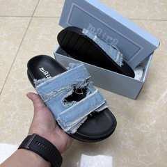 外国貿易のスリッパの厚い底のデニムの双帯の夏のレジャーの外はスリッパを着ます。