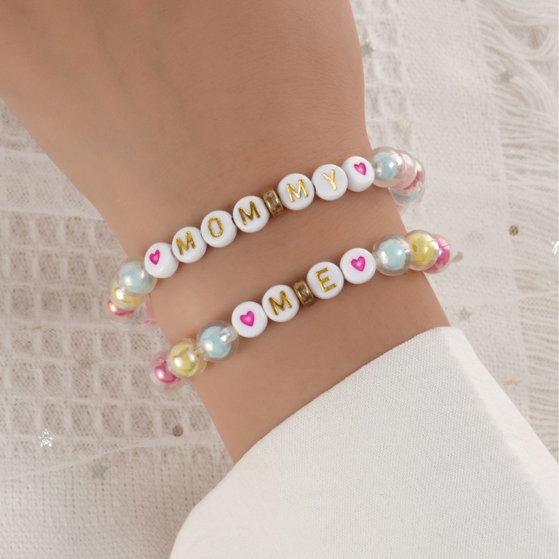 Casual Simple Style Letter Arylic Knitting Mother'S Day Women's Bracelets 2 Pieces Set display picture 1