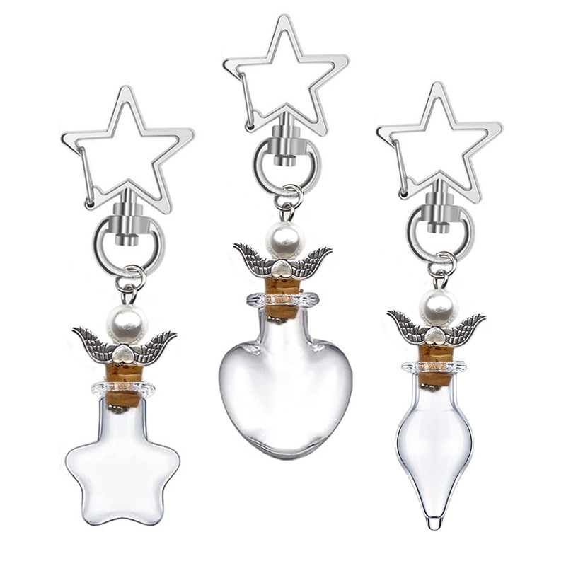 Transparent Glass Keychain Creative Mini Wishing Bottle Keychain Love Star Wishing Bottle Pendant Wholesale Transparent Glass Keychain Creative Mini Wishing Bottle Keychain Love Star Wishing Bottle Pendant Wholesale