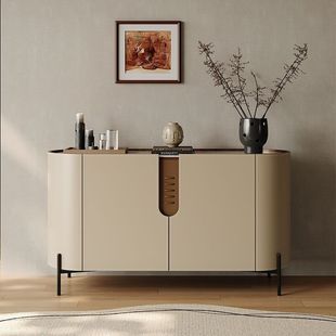 Entrance Cabinet Italian Minimalist Slate Sideboard Saddle Leather Entrance Storage Cabinet Living Room Wall Storage Cabinet Wooden
