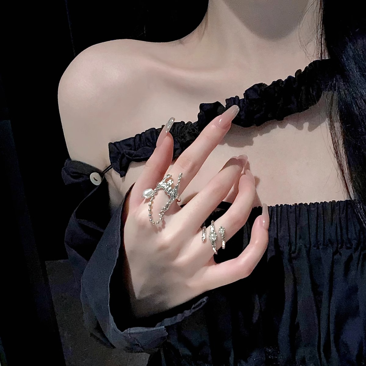冷淡風戒指女ins潮時尚個性輕奢小眾設計高級感裝飾獨特食指戒