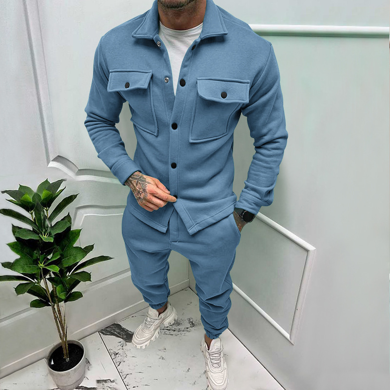 Herrenbekleidung 11 Farben Modeanzug 2 Stück Herrentrend Frühling und Herbst Qualität Baumwolle dicke Freizeitjacke Hosen Größe_voghion.com