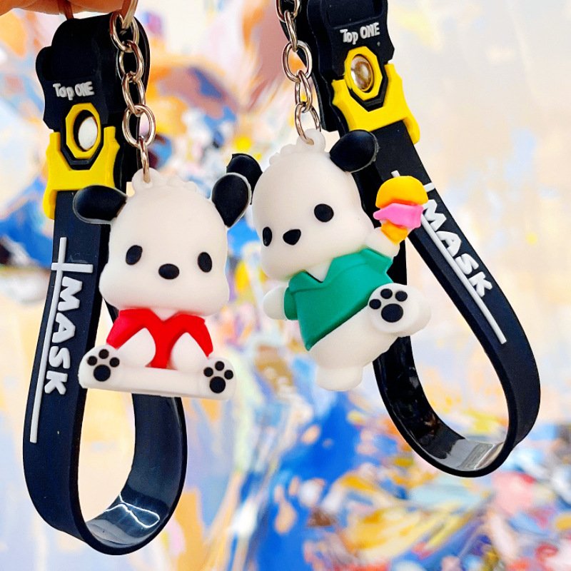 Foreign trade wholesale parchapa dog gift creative pvc three-dimensional dog key chain cartoon bag pendant to push the gift