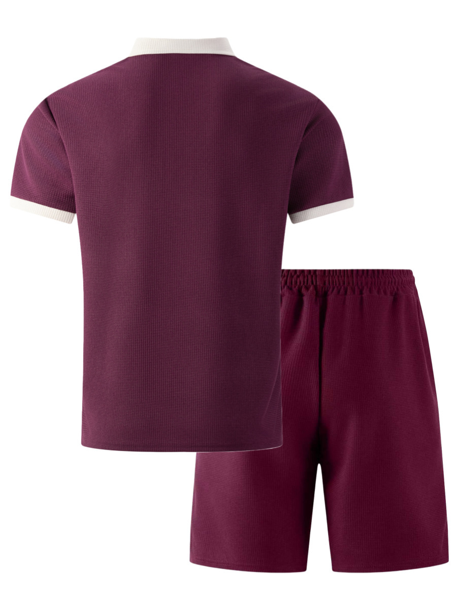 Ensemble polo et short en gaufrette pour homme respirant chic_voghion.com