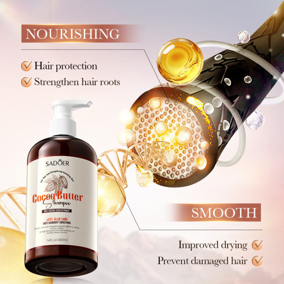Full English Cocoa Oil Anti-hair Loss Shampoo SADOER Clean and Compliant Shampoo Cross-border Foreign Trade Wholesale