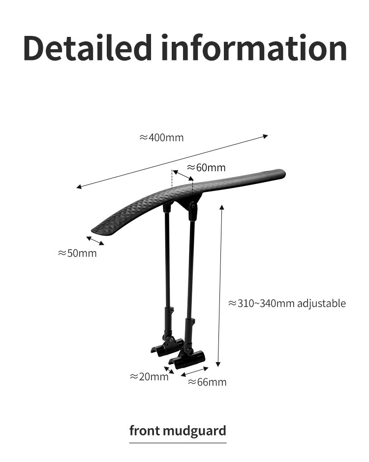 Bicycle fender, road bike front and rear adjustable quick release