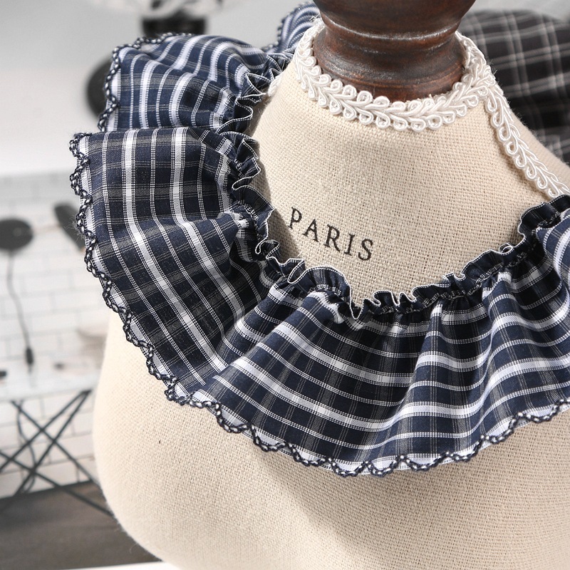 花边皱褶格纹织带家居服装宠物围脖格子辅料丝带DIY发圈制作材料|undefined