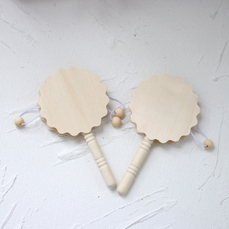 Unpainted wooden rattle drum custom-made children's handmade painting toy kindergarten DIY craft art material kit