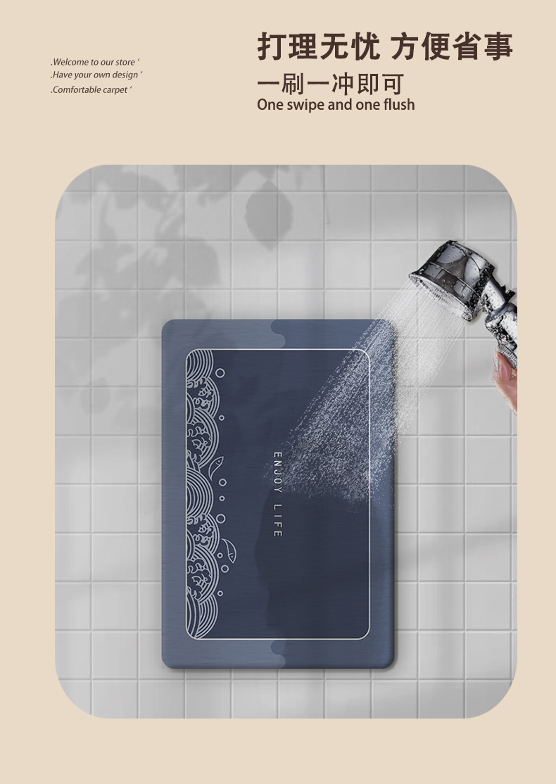 Antique Toilet Super Absorbent Floor Mat Bathroom Toilet Door Drop-resistant Diatom Mud Quick-drying Non-slip Foot Mat